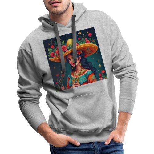 Mexican Design, Regional Mexican Charro Woman - Men's Premium Hoodie