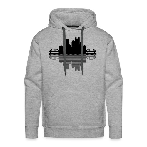 Pittsburgh Skyline Reflection (Black) - Men's Premium Hoodie