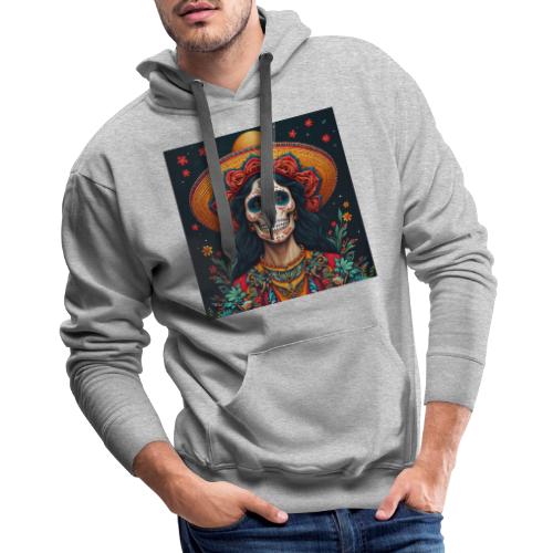 Charra Skull Art | Traditional Mexican Design - Men's Premium Hoodie