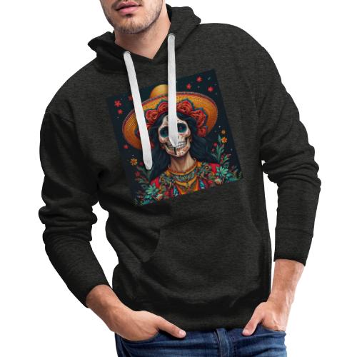 Charra Skull Art | Traditional Mexican Design - Men's Premium Hoodie