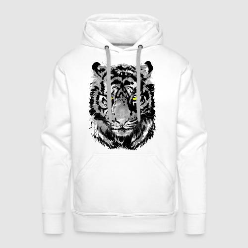 Gray Tiger Head Drawing - Black and white Tiger - Men's Premium Hoodie