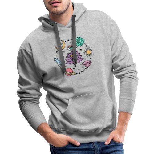 Healing Crystal, Moon, Flower, Sun - Men's Premium Hoodie