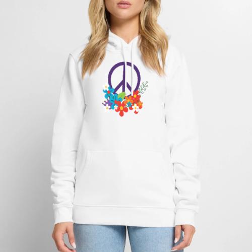 Hippie Peace Design With Flowers - Men's Premium Hoodie