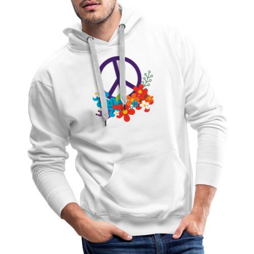 Hippie Peace Design With Flowers - Men's Premium Hoodie