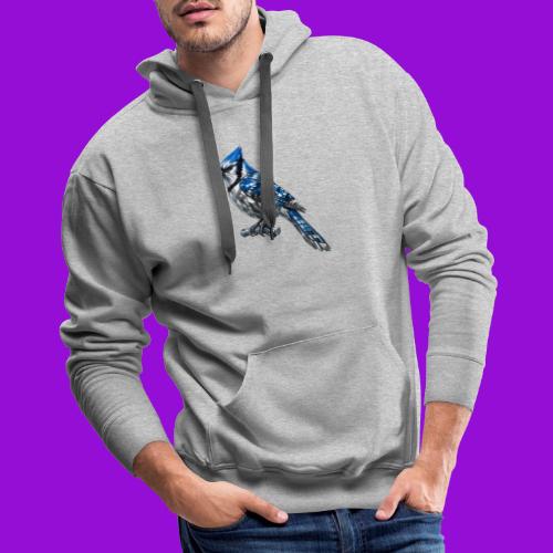 Silver Blue Jay on Perch + Flight Stages 2-print - Men's Premium Hoodie