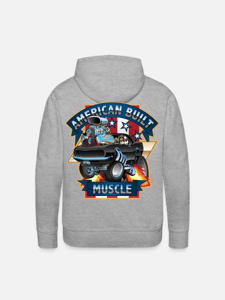 American Built Muscle - Classic Muscle Car Cartoon - Men's Premium Hoodie - heather grey