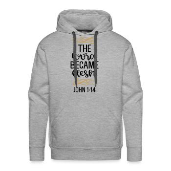The Word Became Flesh John 114 - Men's Premium Hoodie - heather grey - Front - Liam (192cm)