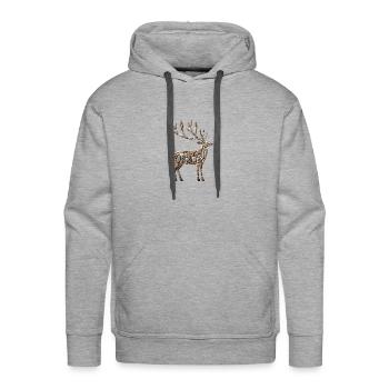 Pebble Art Stag - Men's Premium Hoodie - heather grey - Front - Liam (192cm)