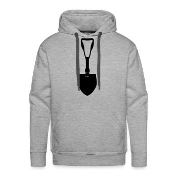 klappspaten_vec_1 us - Men's Premium Hoodie - heather grey - Front - Liam (192cm)
