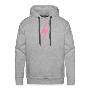 Pink Bolt Lightning | Bolt Graphic T-Shirt - Men's Premium Hoodie - heather grey - Front - Liam (192cm)
