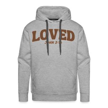 Loved John 3:16 - Men's Premium Hoodie - heather grey - Front - Liam (192cm)