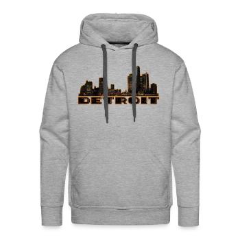 Detroit Strong - Men's Premium Hoodie - heather grey - Front - Liam (192cm)