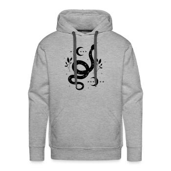Black Serpent With Branches And Moons - Men's Premium Hoodie - heather grey - Front - Liam (192cm)