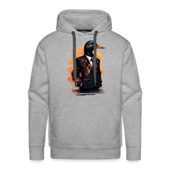 Suit wearing Duck - Men's Premium Hoodie - heather grey - Front - Liam (192cm)