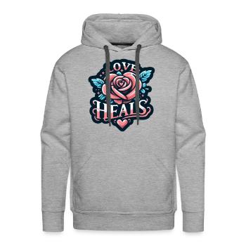Love heals - Men's Premium Hoodie - heather grey - Front - Liam (192cm)