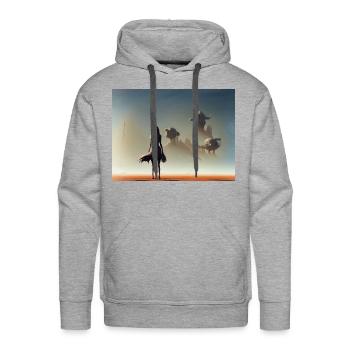 Desert with futuristic buildings - Men's Premium Hoodie - heather grey - Front - Liam (192cm)