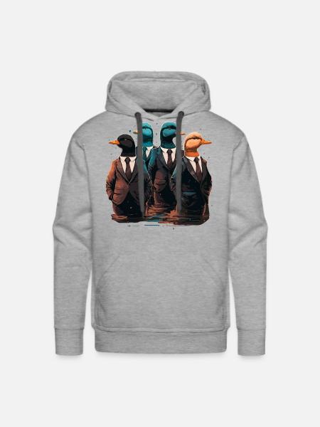 Funny Ducks in Suits - Men's Premium Hoodie - heather grey
