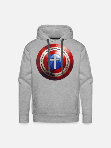 Armor of God, Shield of Faith, Captain America - Men's Premium Hoodie - heather grey