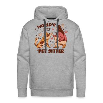 World s Best Pet Sitter Dog Art - Men's Premium Hoodie - heather grey - Front - Liam (192cm)