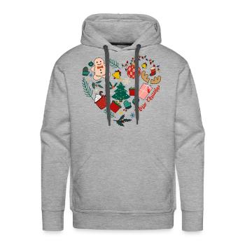 Xmas Merry Christmas Heart Gingerbread Sock - Men's Premium Hoodie - heather grey - Front - Liam (192cm)