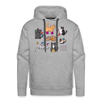 Sock Cats - Men's Premium Hoodie - heather grey - Front - Liam (192cm)
