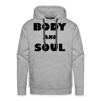 Body and Soul - Men's Premium Hoodie - heather grey - Front - Liam (192cm)