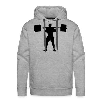 Back Squat - Men's Premium Hoodie - heather grey - Front - Liam (192cm)