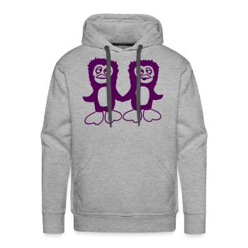 Two Penguins Team 2 Friends Confused Hands Holding - Men's Premium Hoodie - heather grey - Front - Liam (192cm)