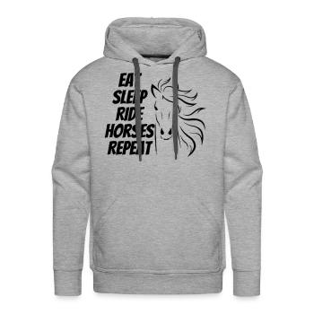 Eat Sleep Ride Horses Repeat - Men's Premium Hoodie - heather grey - Front - Liam (192cm)