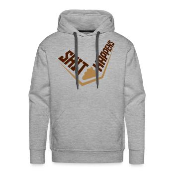 Motto Shit happens humor - Men's Premium Hoodie - heather grey - Front - Liam (192cm)