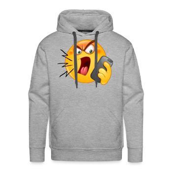 Shouting In Phone - Men's Premium Hoodie - heather grey - Front - Liam (192cm)