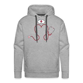 Nurse Valentine Day With Stethoscope - Men's Premium Hoodie - heather grey - Front - Liam (192cm)