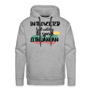 Introverted But Willing To Speak Lithuanian - Men's Premium Hoodie - heather grey - Front - Liam (192cm)