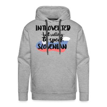 Introverted But Willing To Speak Slovenian - Men's Premium Hoodie - heather grey - Front - Liam (192cm)