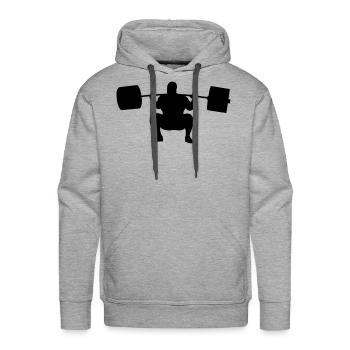 Deep Squat - Men's Premium Hoodie - heather grey - Front - Liam (192cm)