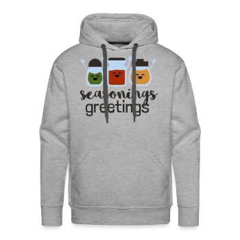 Seasonings Greetings - Men's Premium Hoodie - heather grey - Front - Liam (192cm)