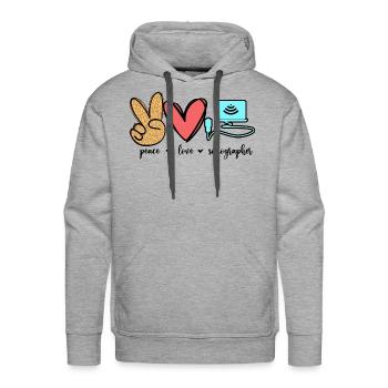 Peace Love Tech Heart - Men's Premium Hoodie - heather grey - Front - Liam (192cm)