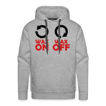 Wax On Wax Off - Men's Premium Hoodie - heather grey - Front - Liam (192cm)