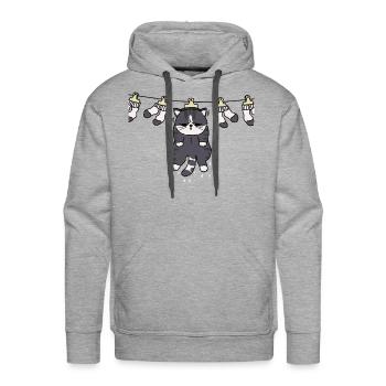 Wet cat hanging - Men's Premium Hoodie - heather grey - Front - Liam (192cm)