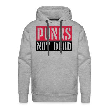 punks not dead quote - Men's Premium Hoodie - heather grey - Front - Liam (192cm)