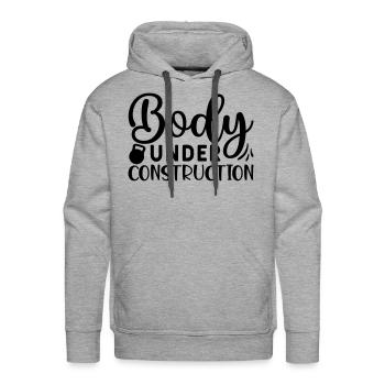 body under construction - Men's Premium Hoodie - heather grey - Front - Liam (192cm)