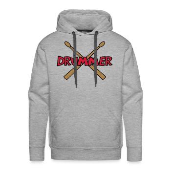 Drummer Crossed Drumsticks - Men's Premium Hoodie - heather grey - Front - Liam (192cm)
