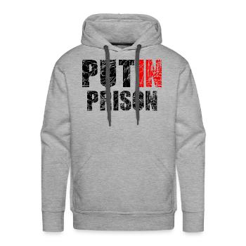 Put putin in prison - Men's Premium Hoodie - heather grey - Front - Liam (192cm)