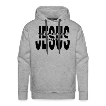 jesus - Men's Premium Hoodie - heather grey - Front - Liam (192cm)