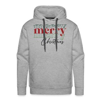Merry Merry Merry Christmas Retro Christmas s For - Men's Premium Hoodie - heather grey - Front - Liam (192cm)