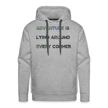 Adventure is lying around every corner - Men's Premium Hoodie - heather grey - Front - Liam (192cm)