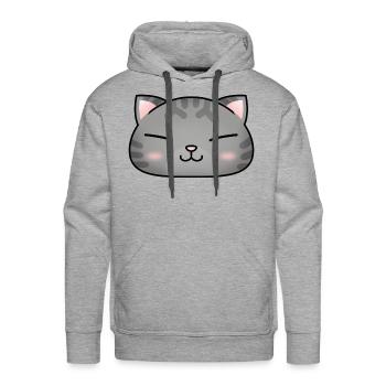 Cute Silver Tabby Cat Face - Men's Premium Hoodie - heather grey - Front - Liam (192cm)