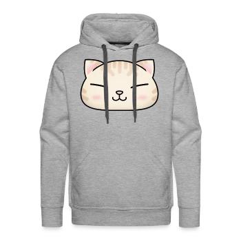 Cute Cream Cat Face - Men's Premium Hoodie - heather grey - Front - Liam (192cm)