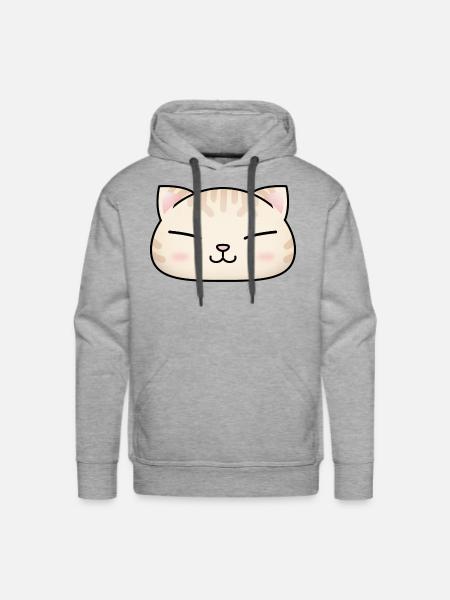 Cute Cream Cat Face - Men's Premium Hoodie - heather grey