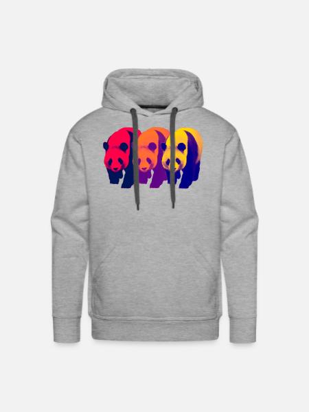 Panda trio 1 - Men's Premium Hoodie - heather grey
